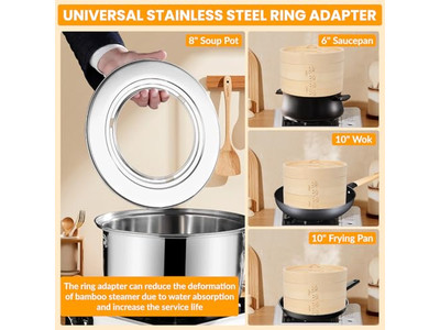 مبخرة طعام بالغاز وسيليكون سلة بخار الخيزران