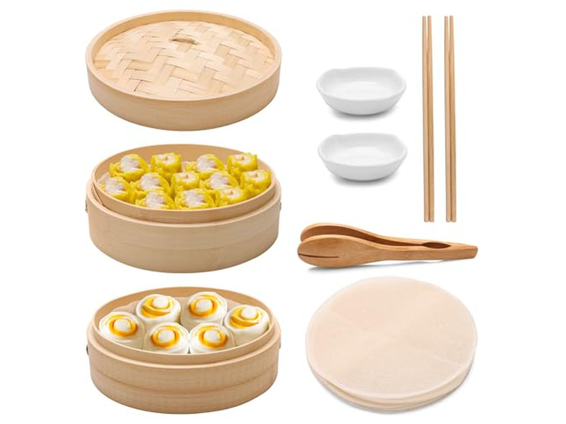 وعاء كعك البخار الآلي سلة بخار الخيزران