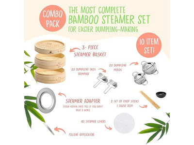 مجموعة خشبية للغاز ومومو والنقانق سلة بخار الخيزران