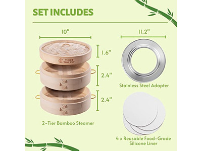 سلة بخار الخيزران قابلة للطي 10 بوصة