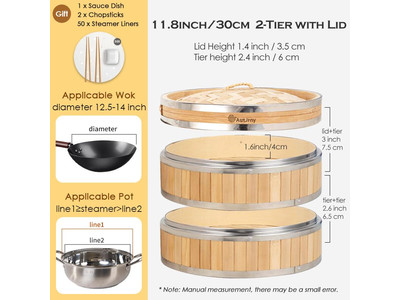 مجموعات أواني الطهي سلة بخار الخيزران
