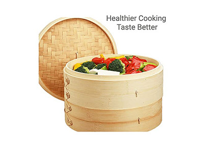 أواني طهي بالبخار للطعام سلة بخار الخيزران