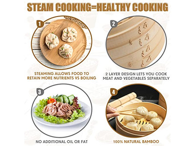 مجموعات أواني البخار سلة بخار الخيزران