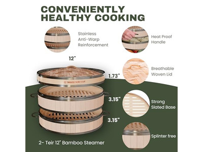 مبخرات طهي على الموقد سلة بخار الخيزران