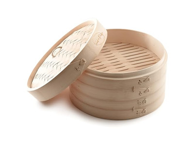 سلة بخار الخيزران مع غطاء لقدر عميق والبروكلي