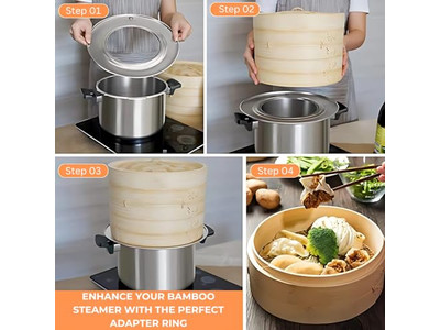 مجموعة خشبية لطهي الخبز والطعام 8 سلة بخار الخيزران للزلابية